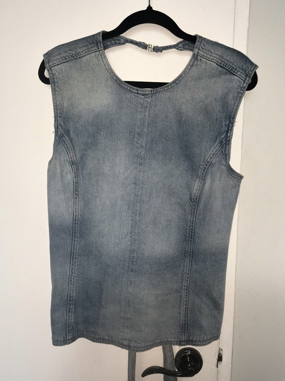 Zara Washed Light Blue Denim Sleeveless Tunic